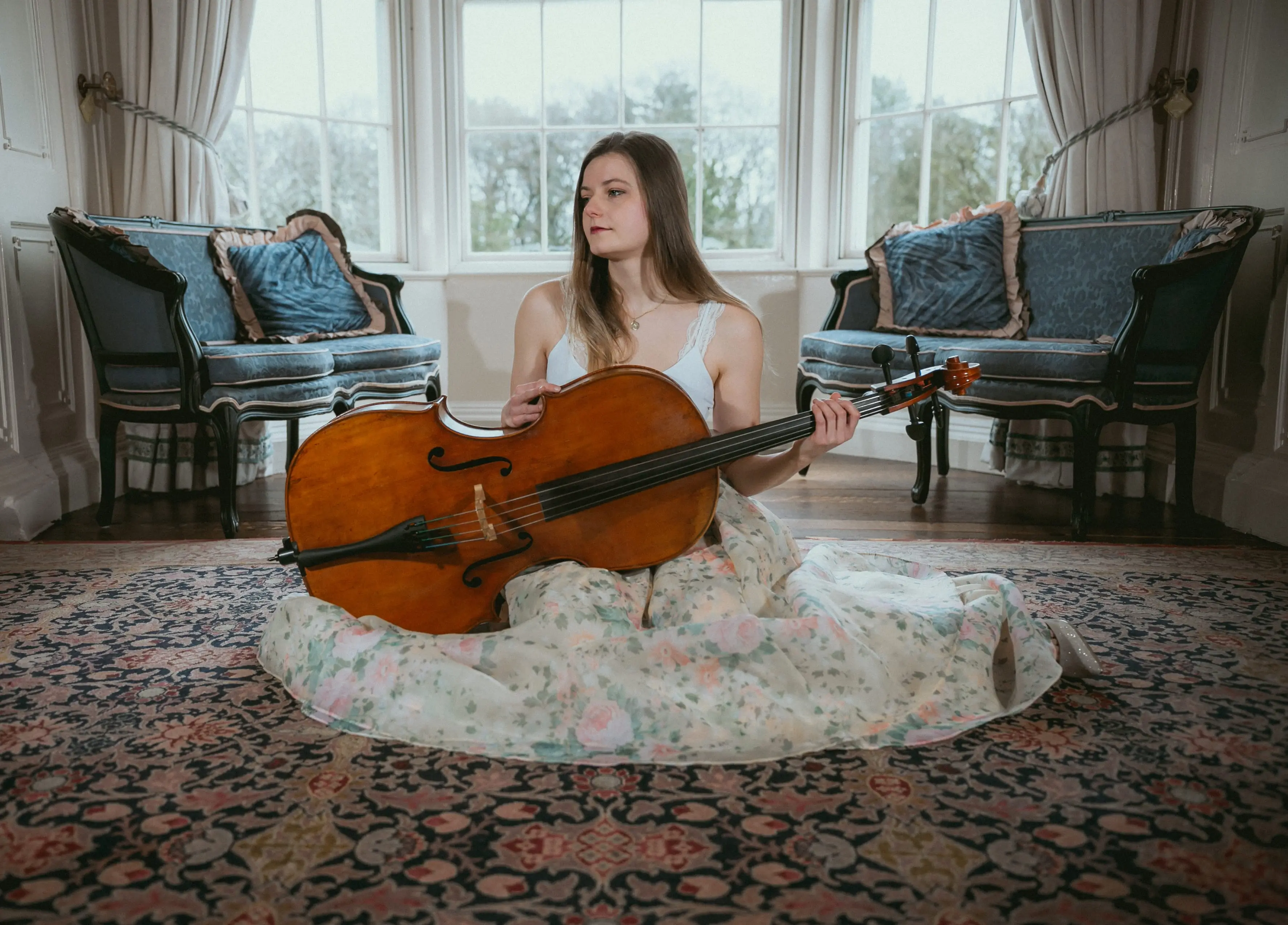 Wedding cellist playing an acoustic cello